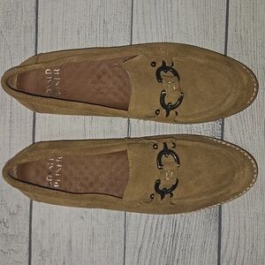 Donald J. Pliner Helio Suede Loafers Saddle Size 9